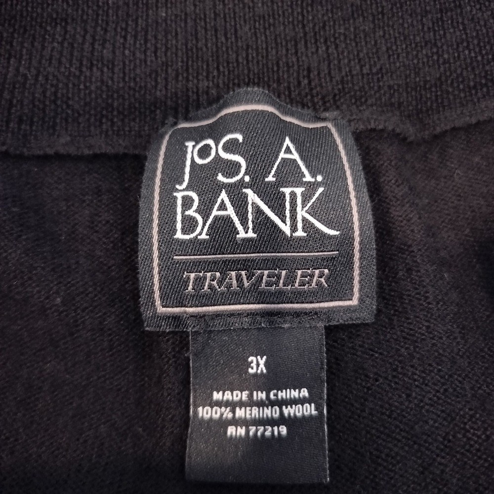 Jos A Bank Quarter Zip Merino Wool Sweater 3X Traveler Classic Black - Picture 5 of 6